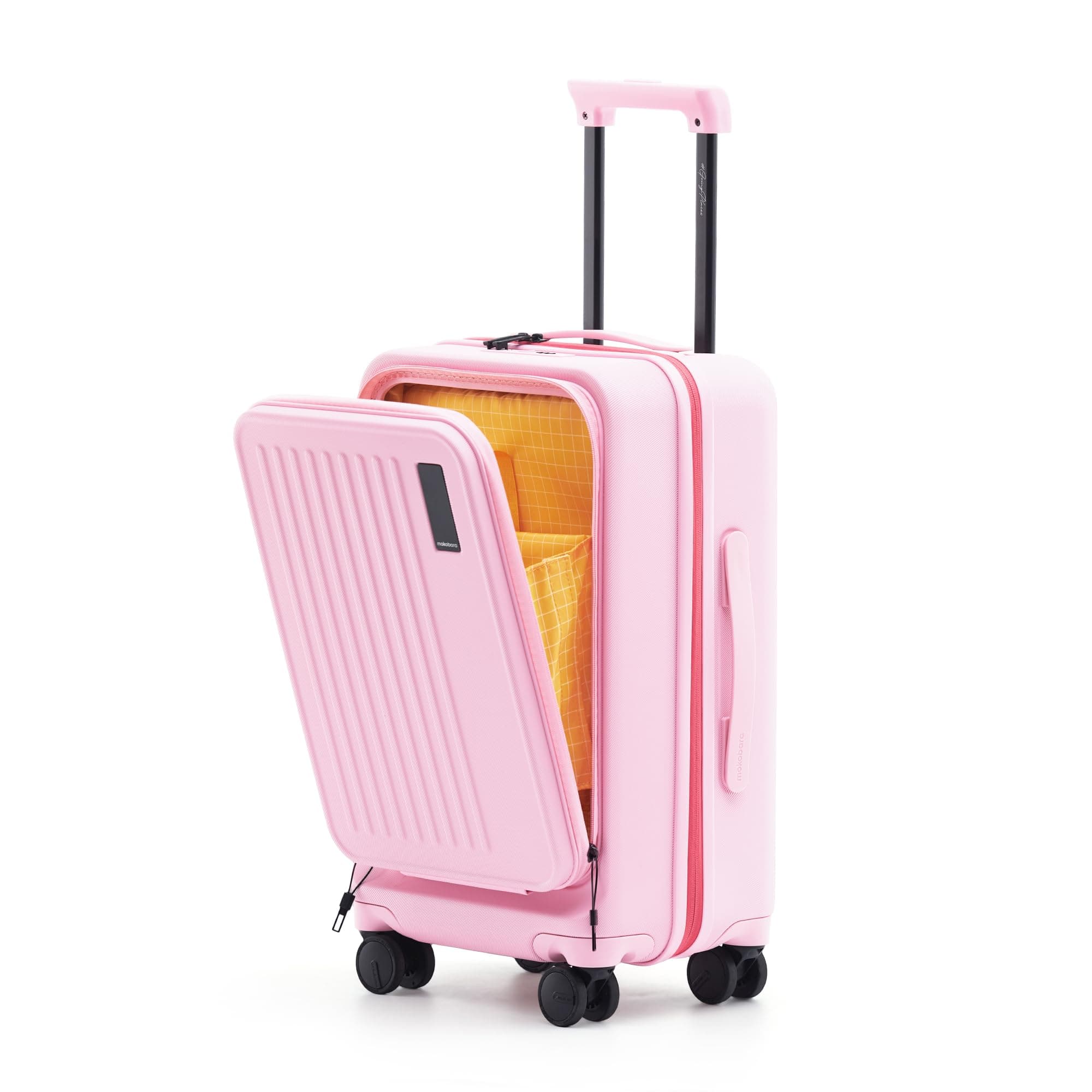 MOKOBARA Transit Cabin Pro Luggage Trolley Bag-56cm(40L),Lightweight Polycarbonate Hardshell,Front Tech Compartment Fits 15.6" Laptop,TSA Lock,8 Silent Wheels,for 3-5 Days Trip,Pink(Excuse Me)