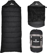 HACER Kedarkantha Camping Sleeping Bag -5°C to +5°C Half Mummy & Half Rectangle Shape Soft Faux Fur Lining Design Hiking Trekking Travel for Baby, Men & Women - Height Upto 7.2ft- (Dark, Black, 2 kg)