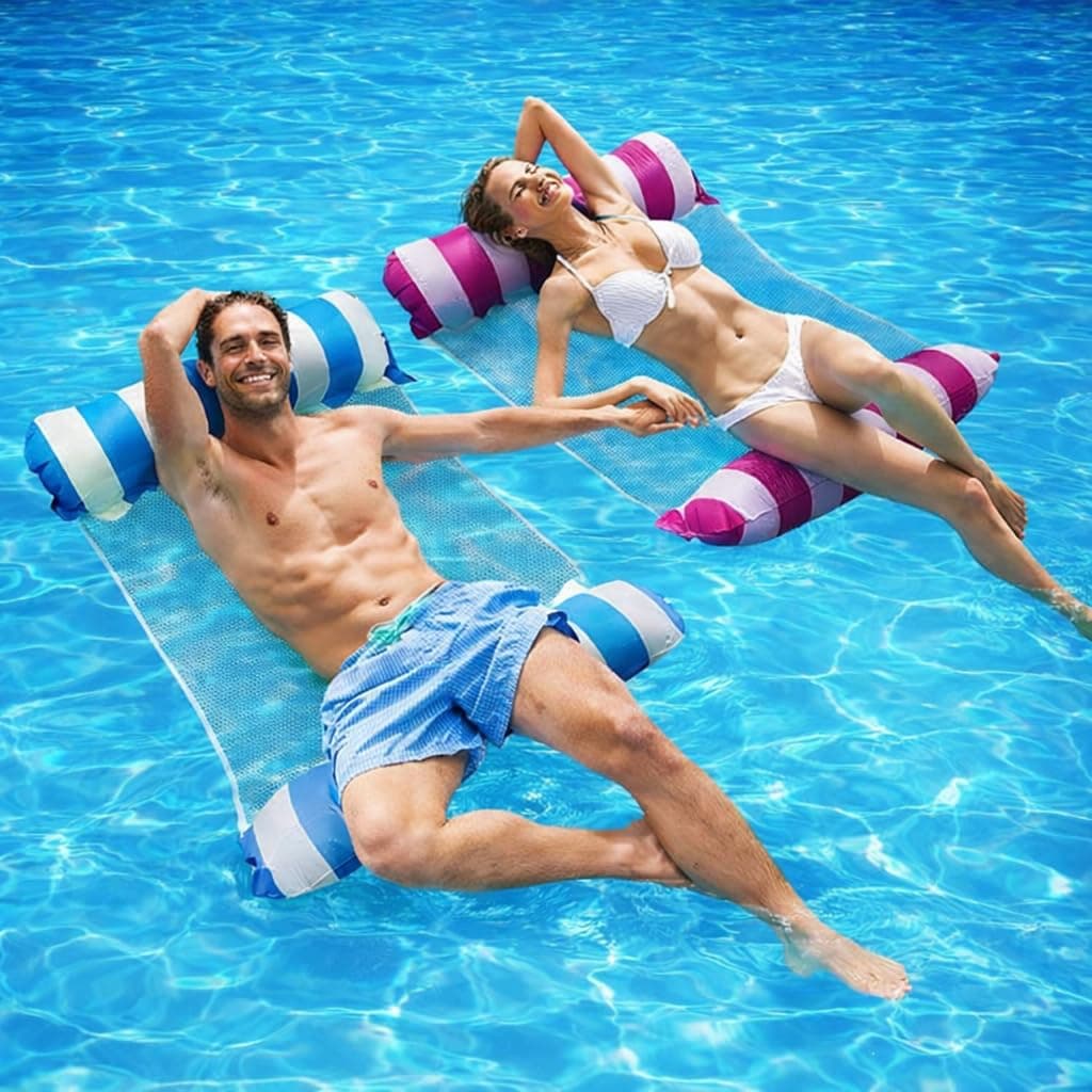 SANTALON Inflatable Pool Floats for Adults with Manual Air Pump – Water Hammock & Floating Bed | Adult Floaties | Swimming Pool, Beach, Lake & Summer Party