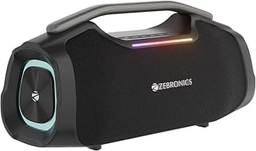 ZEBRONICS 2026 Launch 50W Bluetooth Speaker, Dual 5.7cm Drivers, 8.9cm Subwoofer, Upto 5Hrs Playback, Dual Passive Radiators, RGB Modes, 6.3mm Mic Input, TWS, BT v5.3, Type-C (Sound Feast 450)