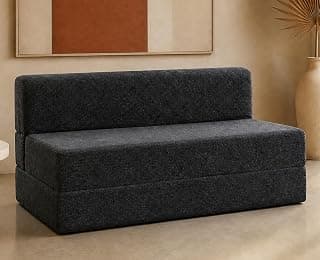 uberlyfe 3 Seater Sofa Cum Bed | Jute Fabric Washable Cover | Dark Grey | 6' X 6' Feet