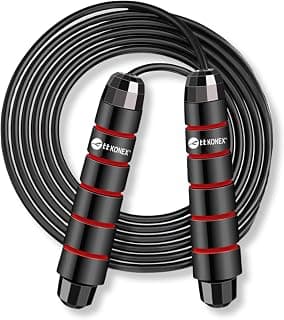 KONEX Adjustable Skipping Rope for Men & Women | Jumping Rope for Fitness, Home & Gym Workouts (Red)