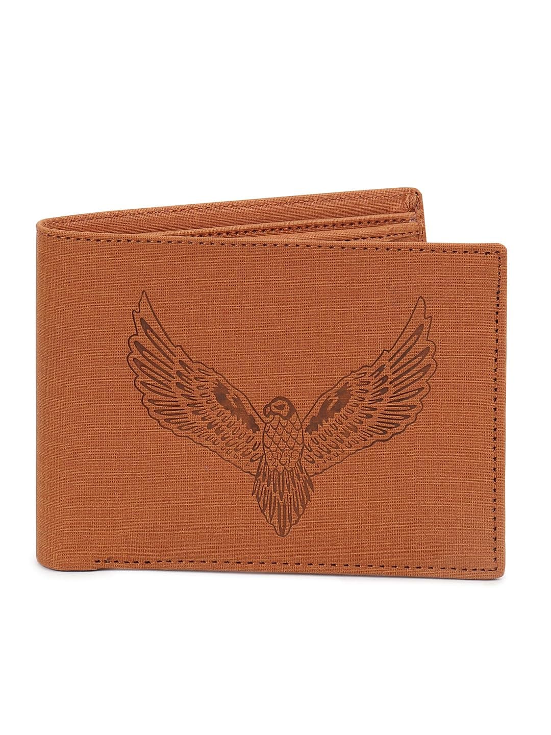 SAMTROH Vegan Leather Wallet for Men | Vintage Printed | Premium Vegan Leather Craftsmanship | 3 Card Slots I 2 Cash Compartments & Secret Slots | 1 Coin Pocket. (Eagle, Tan)
