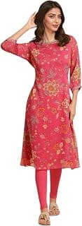 W for Woman Women's Chiffon Relaxed Fit Casual Printed Kurta Floral Embroidery