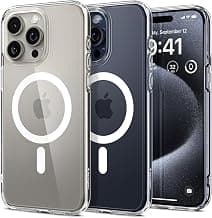 Spigen Ultra Hybrid MagFit Back Cover Case for iPhone 15 Pro Max, MagSafe Compatible, Air Cushion Technology - Polycarbonate + TPU | White