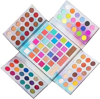 Eyeshadow Palette Highly Pigmented Neon Glitter Rainbow Make Up Eye Shadow Powder with Blush Powder All In One Makeup Gift Set Shimmery, Satin & Matte Finish 105 Colors