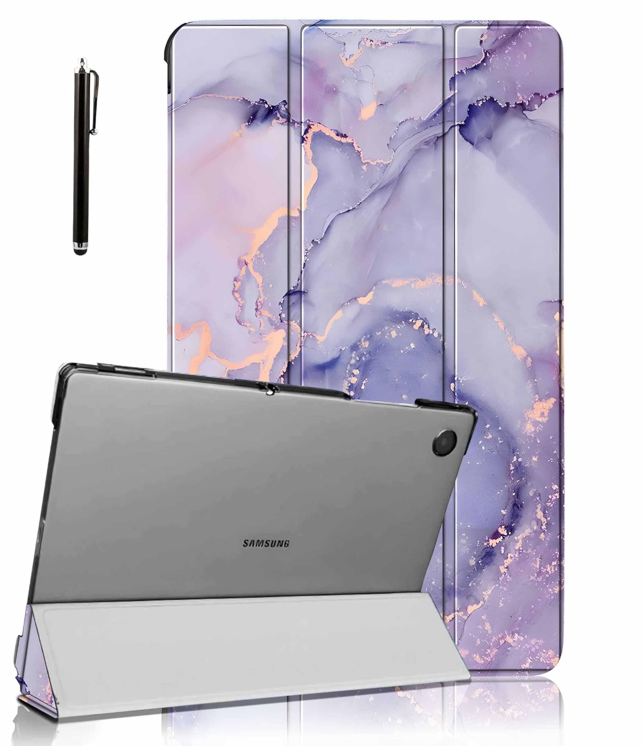 ProElite Cover for Samsung Galaxy Tab A11 8.7 inch/A9 8.7" Case Cover, Smart Flip Case Cover for Samsung Galaxy Tab A11/A9 8.7 inch Translucent Back with Stylus Pen, Marble Purple