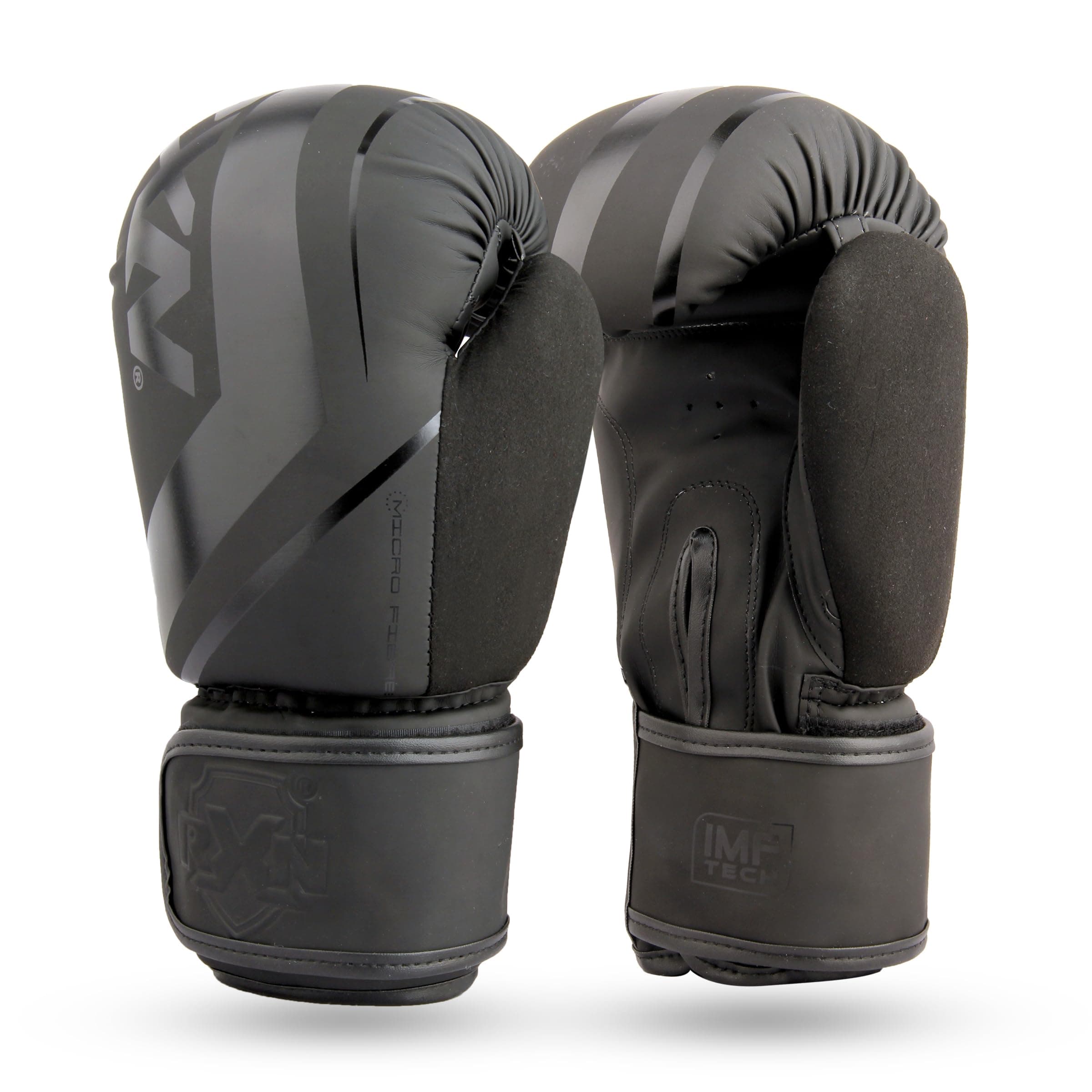 RXN R1 Boxing Gloves with Microfiber Thumb, Premium, High-Performance & Durable for Men, Women & Kids, Training, Kickboxing, Taekwondo, MMA, Muay Thai & Martial Arts (Black, 16oz)