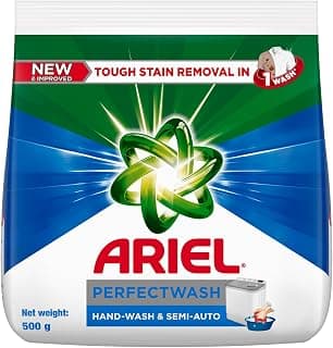 Ariel Perfect Wash Detergent Powder - 500g, Removes tough stains like Haldi in 1 wash