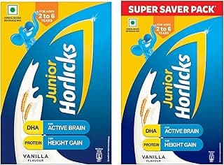 Junior Horlicks Nutrition Drink Vanilla (1000g) for Toddlers & Young Kids (2-6 Years) and Junior Horlicks Vanilla Nutrition Drink (500g)