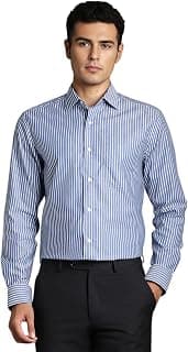 Louis Philippe Men's Easy to Iron Everyday wear Premium Cotton Full Sleeve Stripe Formal Shirt