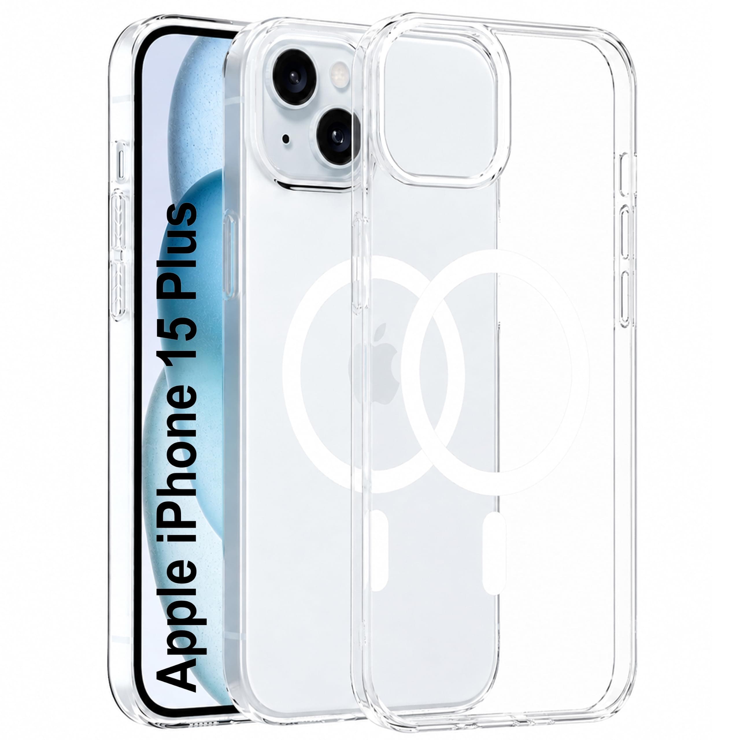 amazon basics Back Case for iPhone 15 Plus | Slim Lifetime Anti-Yellow Crystal-Clear Cover with Elevated Camera Protection & MagSafe Compatibility | Premium German Polycarbonate | Shockproof | Clear