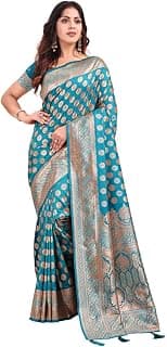 Jaanvi fashion Women's Banarasi Silk Sarees With Zari Jacquard Work & Blouse Piece (kohinoor-silk-vol-25-h-pacific-blue-n)