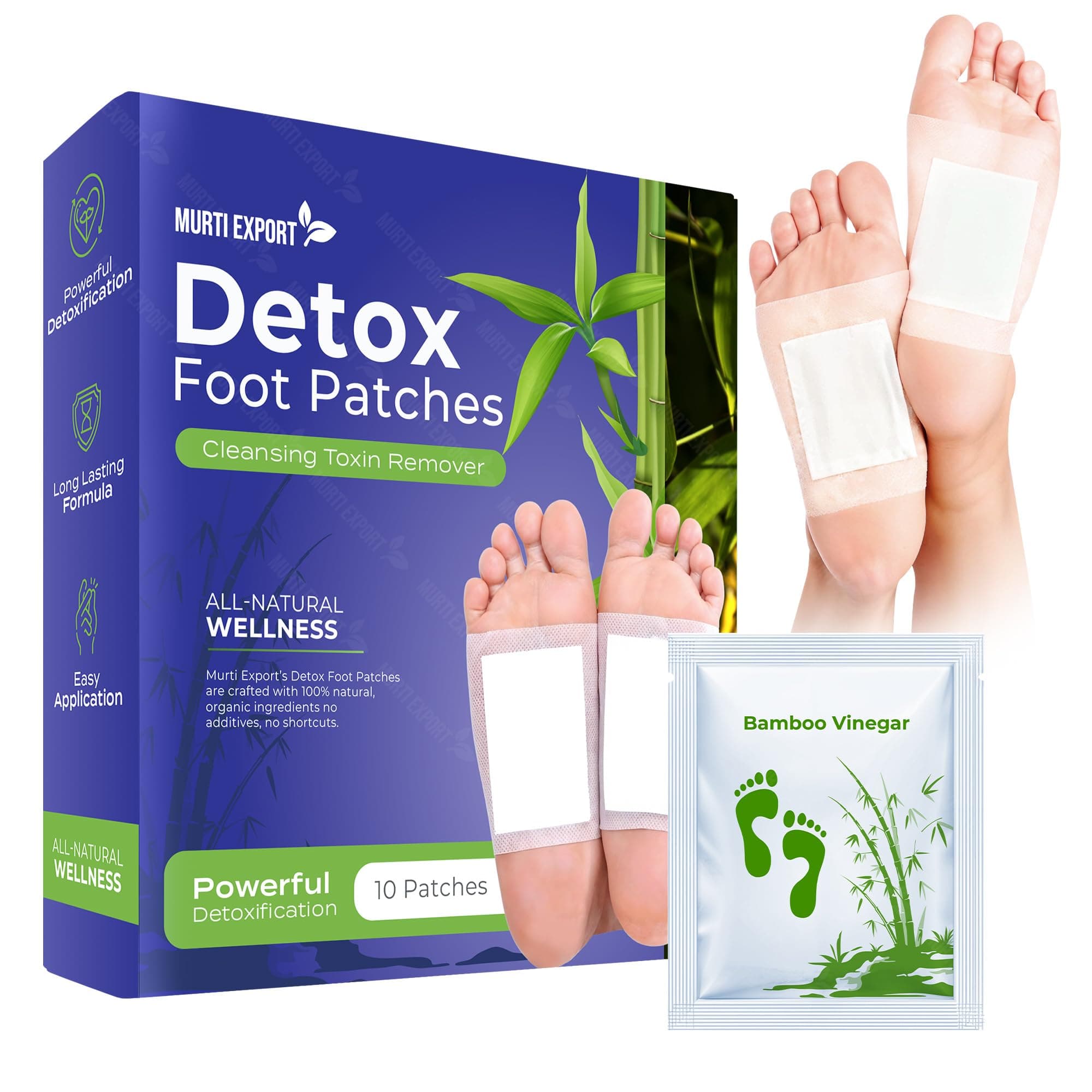 Murti Export Detox Foot patches (10 Patches) Cleansing Toxin Remover Foot Pads Pain Relief Stress Relief Sleep Patch for Detoxification For Men And Women (Pack of 1)