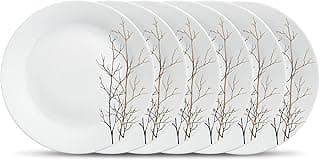 La Opala Diva, Ivory Collection, Opal Glass Full Plate Set 11" 6 pcs, Golden Fall, White, Standard