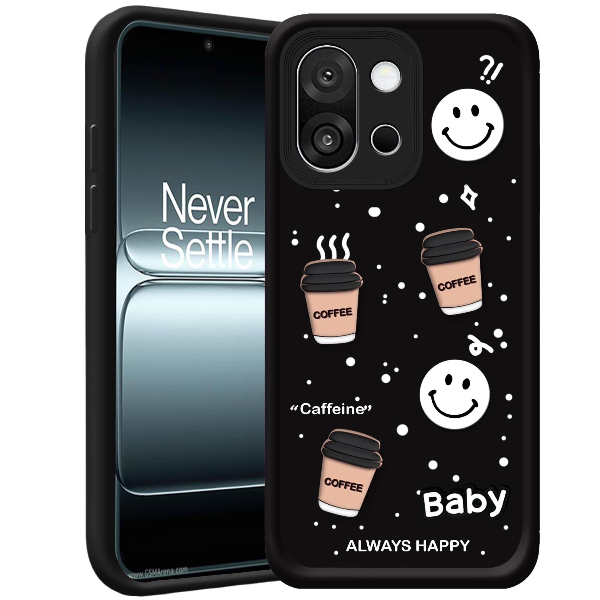 amazon basics Back Case Cover Compatible for OnePlus 13s | Cute Fun Cartoon 3D Ball | Coffee Silicone Case | Camera Protection | Body Protection | Shock Proof | Color Black