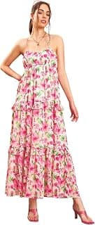sassafras Women Floral Strappy Ruflle Maxi Dress