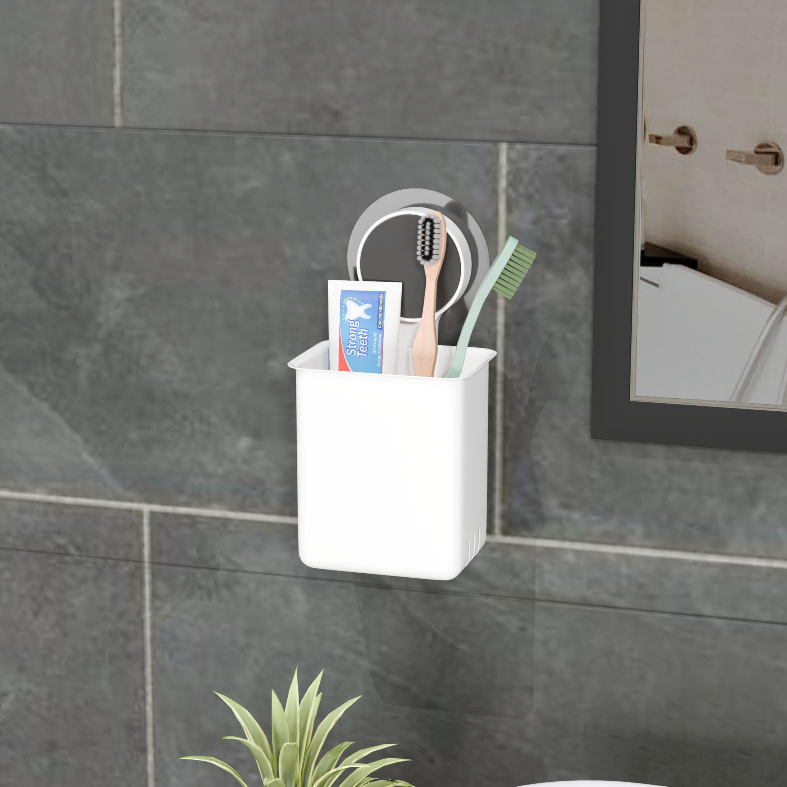 ELMVIA Toothbrush Holders for Bathroom | Wall Mounted | for Toothbrushes | Bathroom Shelf for Wall (White) (Toothbrush Holder)