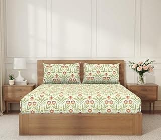 Welspun Arlo Microfiber Double Bedsheet with 2 Pillow Covers, 220x240 cm Double Bed Sheet, Soft Breathable Fabric, Fade Resistant, Easy Care, Comfortable Cooling Bed Sheet, Light Green