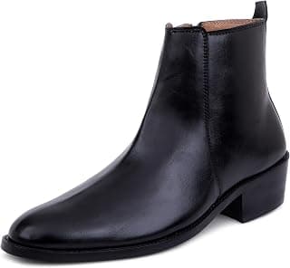 LOZANO Genuine Leather Black Chelsea Boots for Men | High Ankle Boots, Soft Cushioned Insole, Slip-Resistance, Arch Support & Shock Absorption