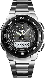 V2A Analogue - Digital Men's Watch (Black Dial Silver Colored Strap)