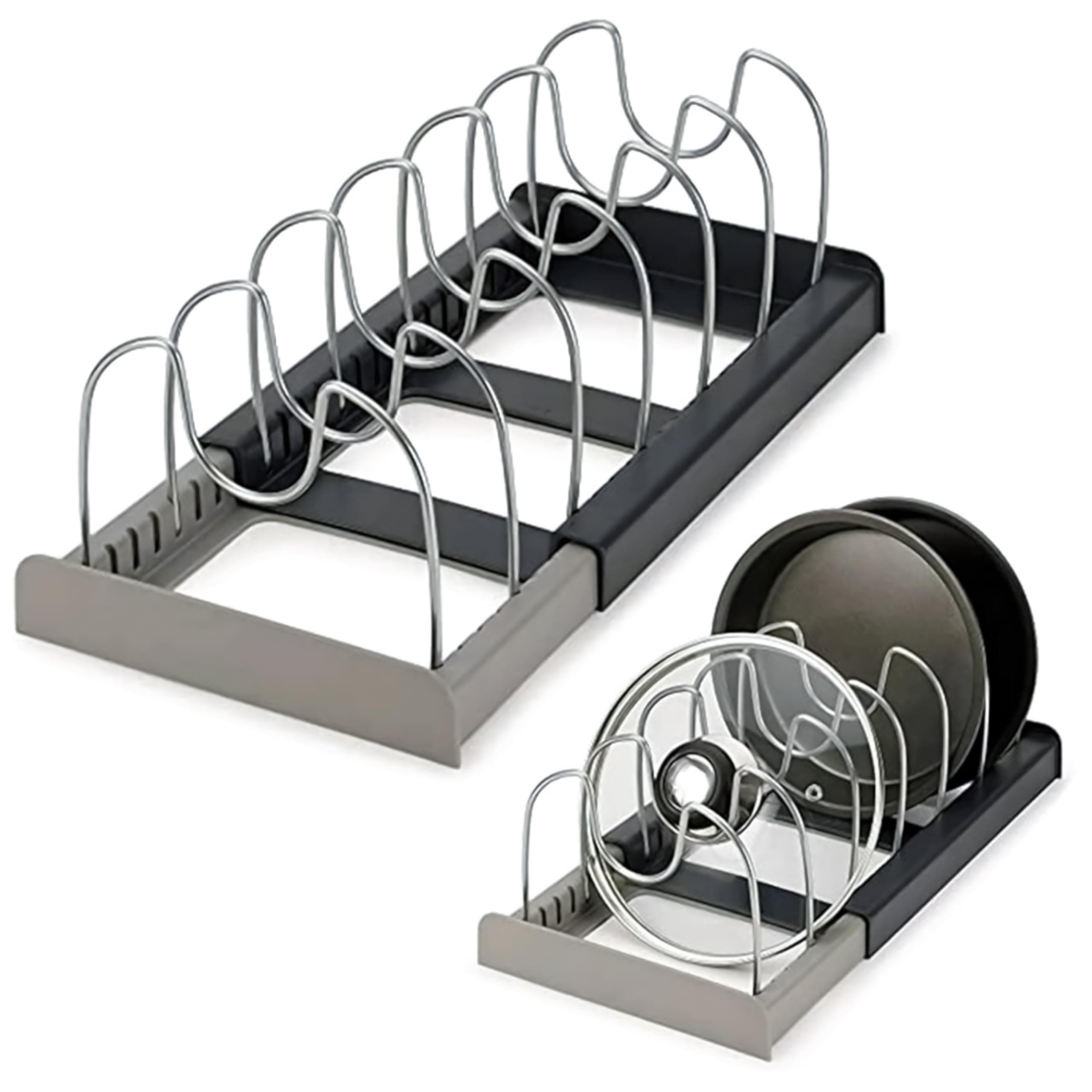 Livzing Expandable Cookware Organizer, Stainless steel Adjustable Dividers for Space saving storage for pan lids, baking trays Pot & Pan Organizers Rack,Pot Lid Organizers,Pot racks,Pot holder,Kitchen