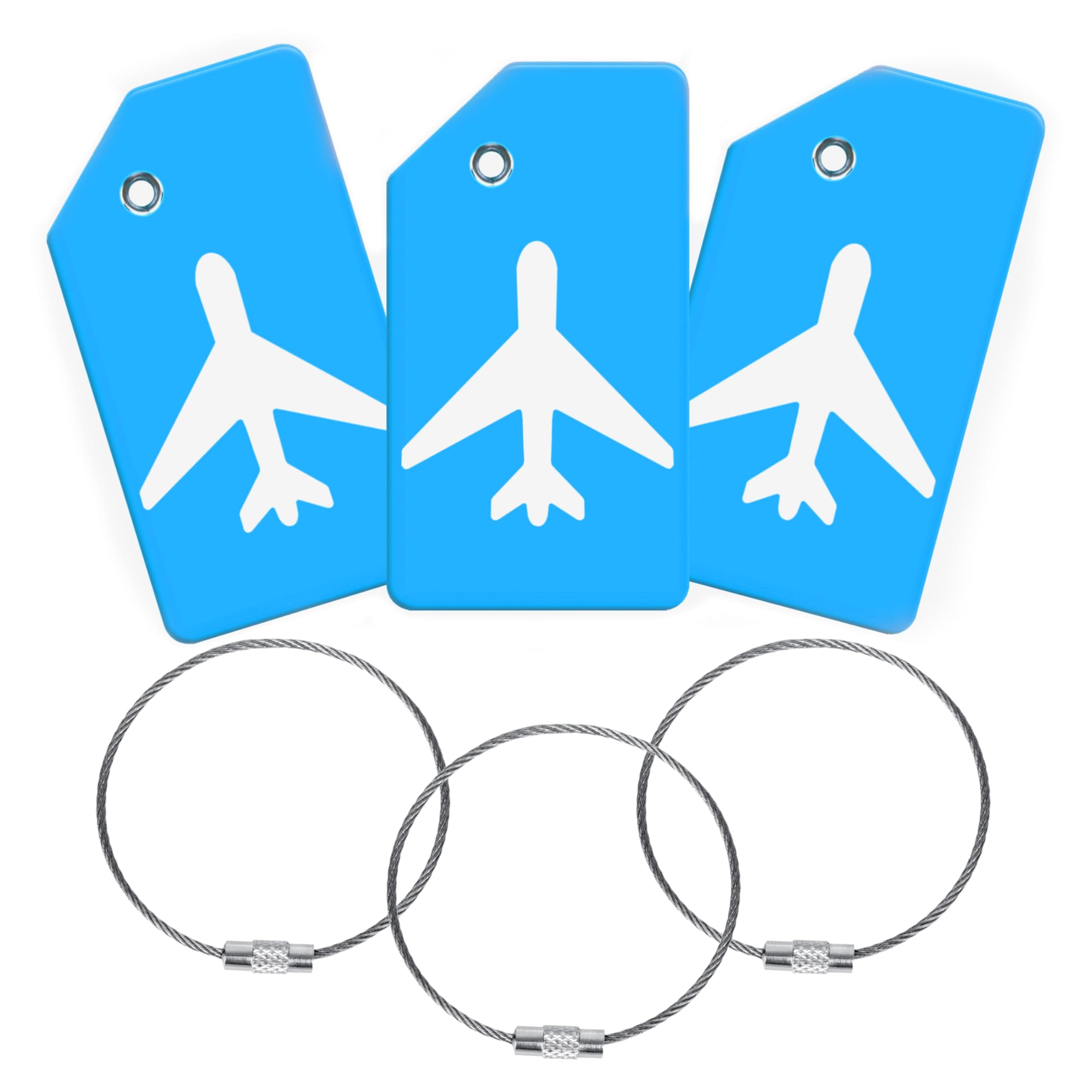 Storite Luggage Tags, Silicon Luggage Tags with Steel Loop Travel Bag Tags for Easily Identification of Bags (3, Sky Bule)