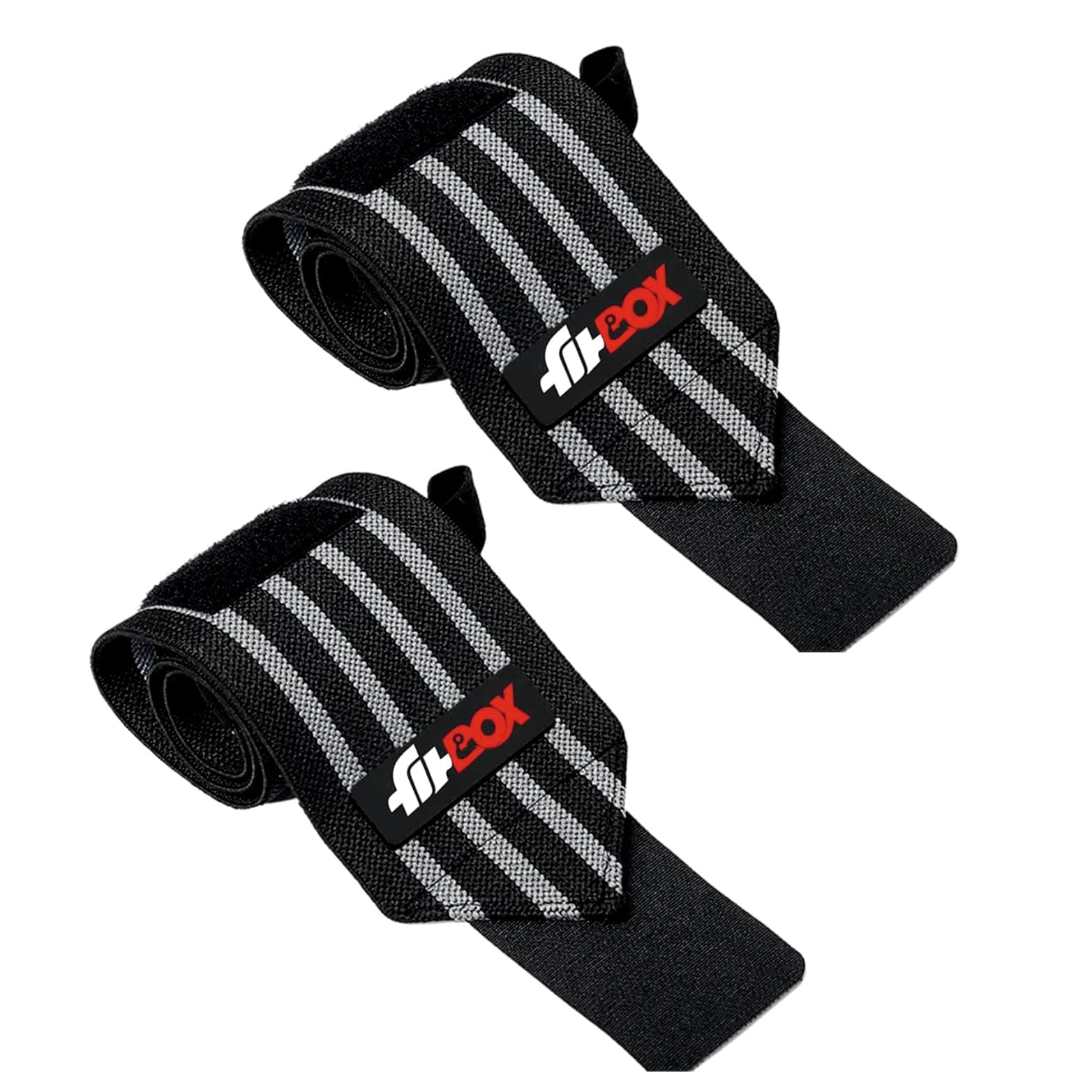 FitBox Sports Premium Wrist Supporter l Wrist Band with Extra Grip & Cotton Thumb Support (Black/Grey)
