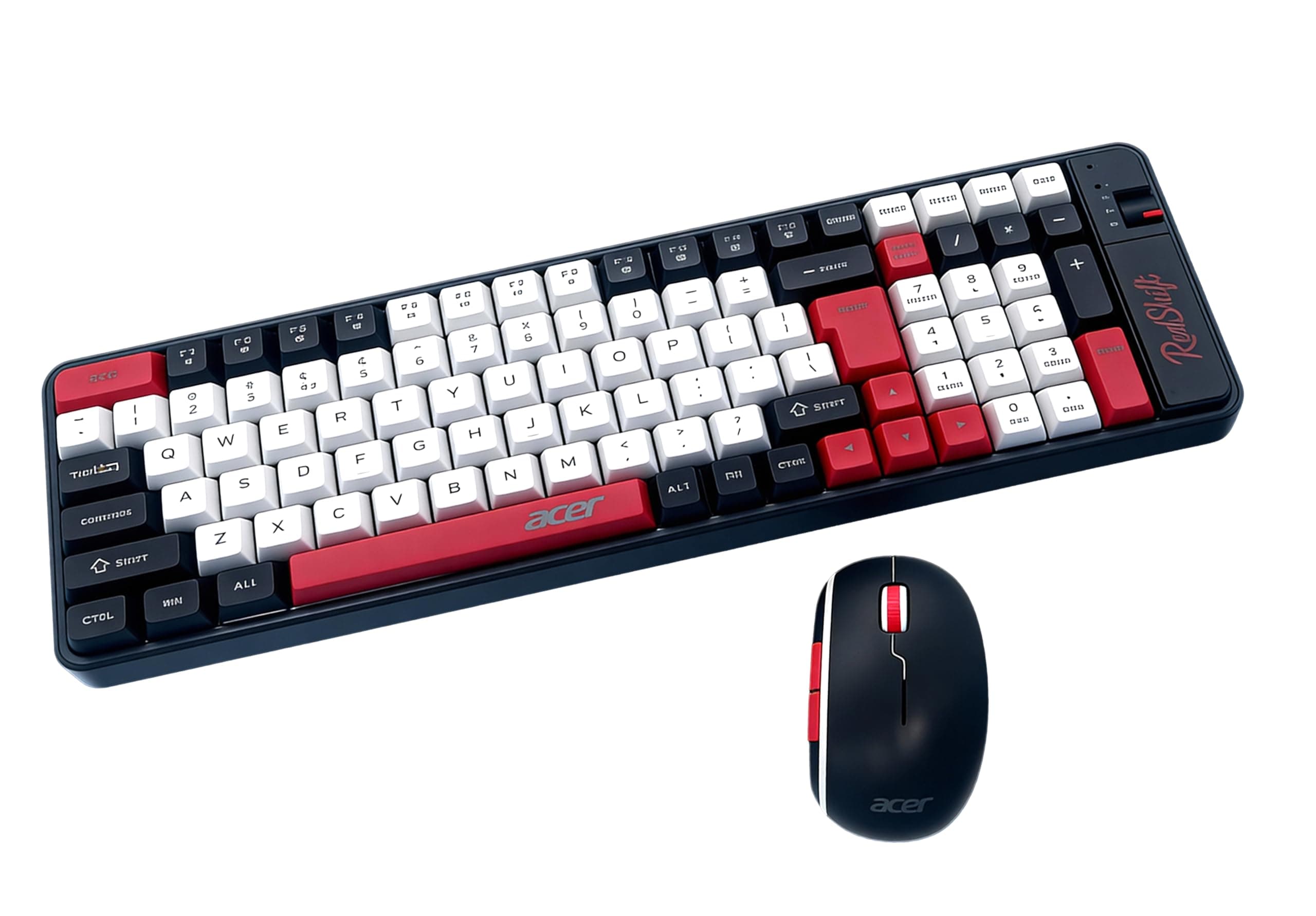 Acer RedShift Wireless Keyboard & Mouse Combo | Bluetooth + 2.4GHz Dual Mode | Multi-Device | 100-Key Slim Quiet Keyboard | 6-Button Mouse with 1600 DPI | Windows, Android, iOS | Black & Red