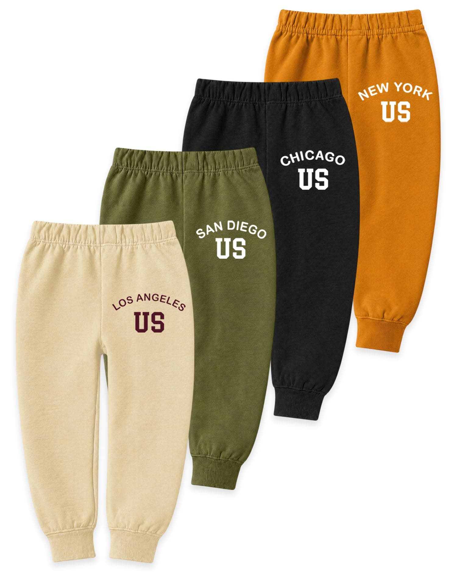 Kuchipoo Boys Cotton Jogger Pants | Soft Elastic Waist Comfortable Track Pants for Boys | Casual Joggers for Kids | Pack of 4