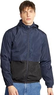 Amazon Brand - Symbol Men's 100% Polyester Zip Hoodie Color-blocked Jacket