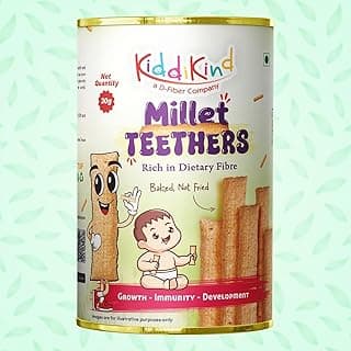 Kiddikind Millet Teethers for Babies 6+ Months | Healthy Baby Teething Snacks | No Maida, No Sugar, Preservative Free | Easy to Digest Finger Food | Rich in Dietry Fibre | Baked Not Fried