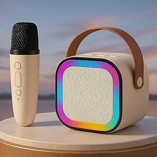 GRAPHENE Karaoke Machine for Singing Birthday Gift Toy for Girls Boys Kids Wireless Mic Mini Portable Bluetooth Speaker Voice Changing Effects Rechargeable Microphone & Dynamic LED Lights