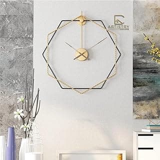 Metal Analog Wall Clock in Black and Gold Colour (60cm) for Bedroom/Home/Office/Hall/Dining Room Elegant Large Modern Wall Clock for Home Decor (24"x24")