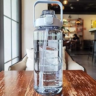 Silicone Sipper Water Bottle For Adults With Motivational Time Marker & Leak Proof Non-Toxic Transparent Water Bottle For Office, Gym, School, Collage, Home (2 Litre)