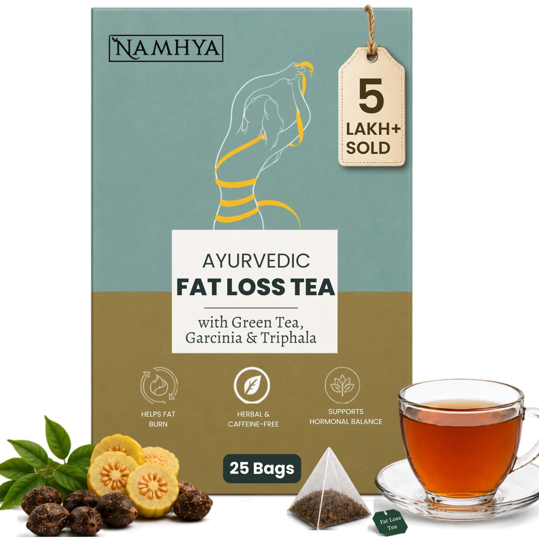 Namhya Fat Loss Tea | Reduces Belly Fat & Bloating, detox | 25 Tea Bags | Namhya Fat Loss Tea - Ayurvedic Fat-Loss Herbs - 25 Tea Bags