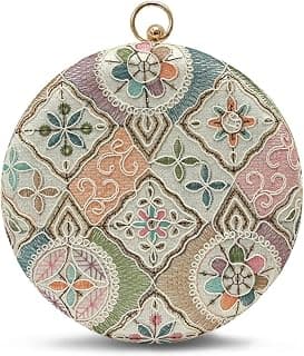 THE TAN CLAN Classic Round Clutch Purses Luxury Handbags Bag for Women – Elegant Evening Handbag, Stylish Purse with Magnetic Closure