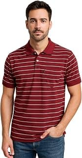 WILD ELEPHANT Men Striped Polo T-Shirt | Cotton Short Sleeve Polo Neck with Button | Chest Pocket Casual Wear