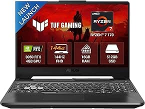 ASUS TUF A15, AMD Ryzen 7 170, RTX 3050-4GB, 16GB RAM (Upgradeable), 512GB SSD, FHD, 15.6"(39.6 cm),Windows 11 Home,Graphite Black, 2.3 Kg, FA506NCQ-HN006W, Gaming Laptop