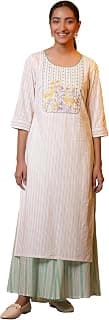 Aurelia Women Cotton Straight Fit Floral Print Straight Kurta