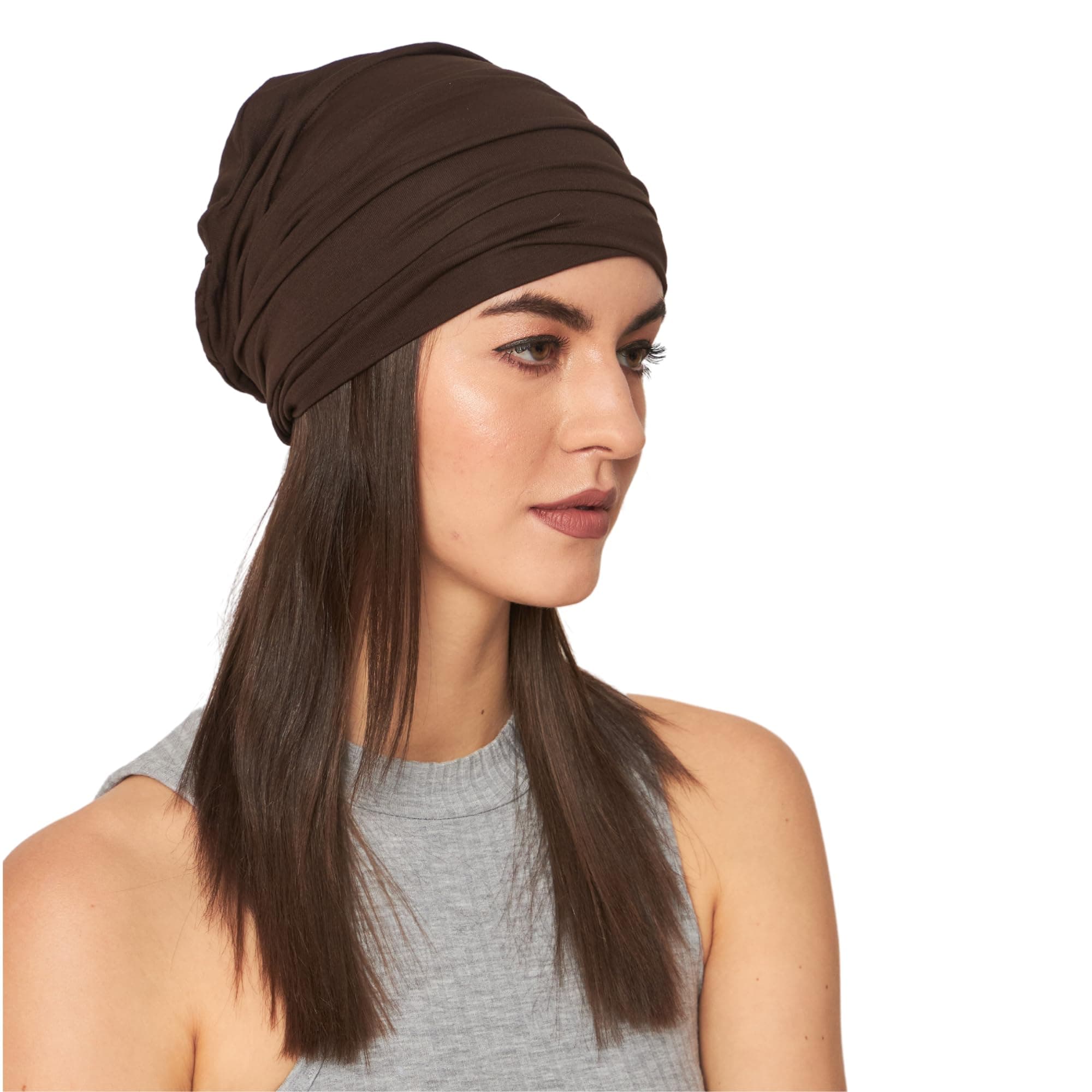 The Headscarves Bamboo Viscose Solid Seams Slouchy Snood Cap for Women