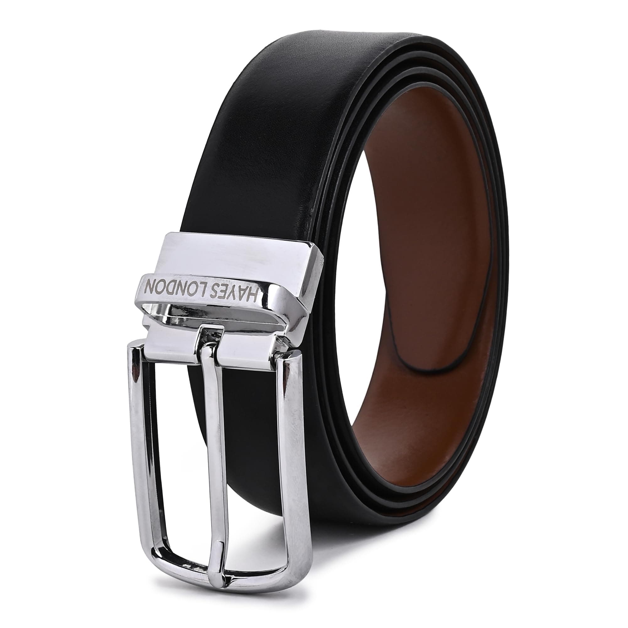 HAYES LONDON Belts for Men Leather Original - Belt for Men Formal with Classic Design, Durable and Italian Reversible Men Belts for All Occasions