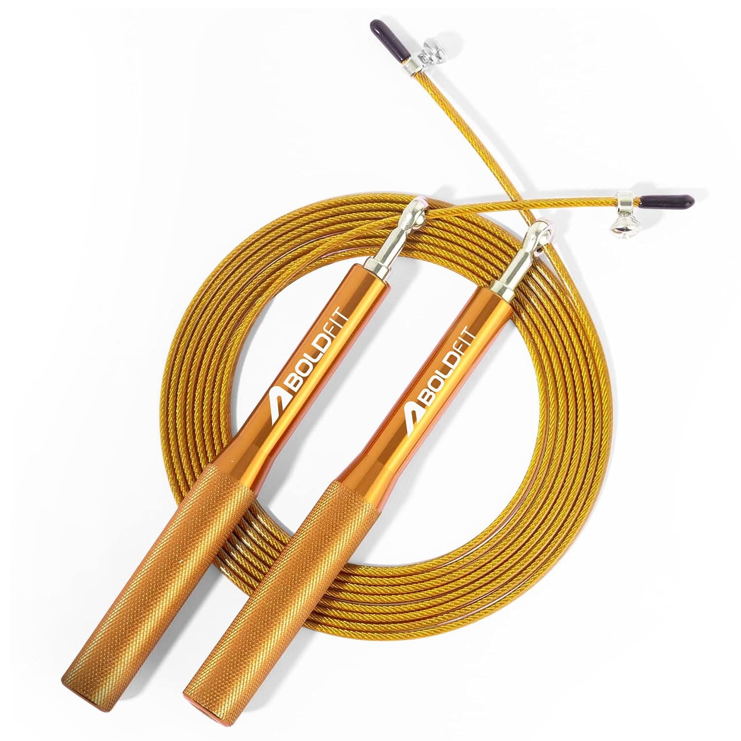 Boldfit Aluminium Skipping Rope for Men and Women Jumping Rope With Adjustable Height Speed Skipping Rope for Exercise, Gym, Sports Fitness Adjustable Jump Rope-Golden
