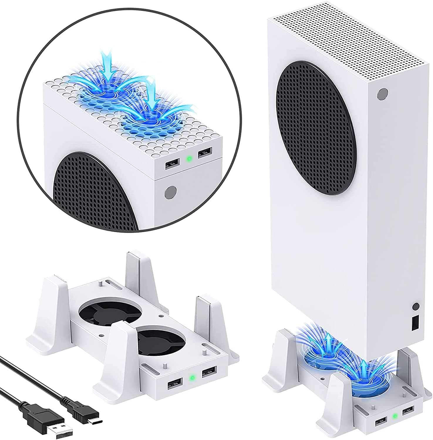 New World Cooling Fan Cooling Stand for Xbox series S, Cooler System Dock Station Vertical stand Only for Xbox Series S