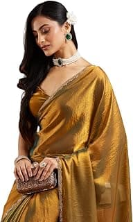 LOROFY Women's Chiffon Two Tone Saree (With Blouse)