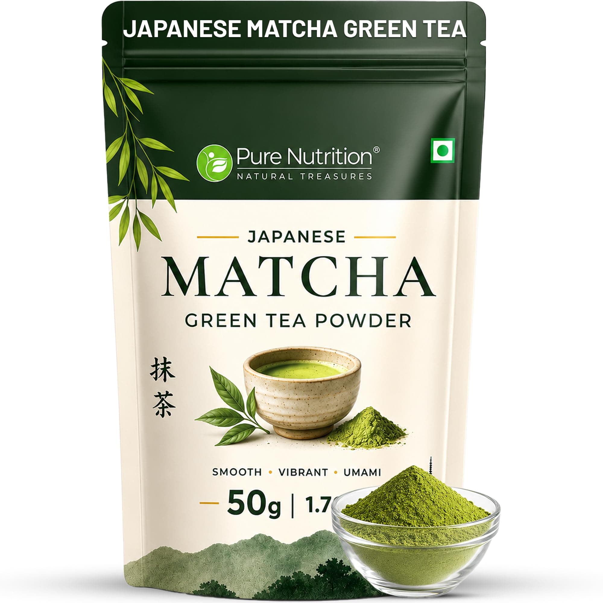 Pure Nutrition Japanese Matcha Green Tea Powder | Matcha Green Tea for Weight Loss | Premium Culinary Grade Matcha for Latte, Smoothie & Baking | Smooth, Vibrant, Rich in Antioxidants | Natural Energy & Metabolism Support | Vegetarian (50g (Pack of 1))