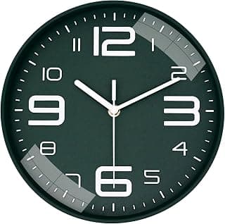 Rylan Plastic Analog Wall Clock 12" Silent Quartz Decorative Latest Wall Clock Non-Ticking Classic Clock Battery Operated Round Easy to Read for Room/Home/Kitchen/Bedroom/Office/School, Green