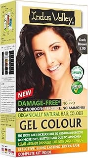 INDUS VALLEY Damage Free Natural Gel Hair Colour for Women | Ammonia & PPD Free Organic Hair Colour with 100% Grey Coverage, Long Lasting Hair Color Trial Pack (Dark Brown, 65 ml)