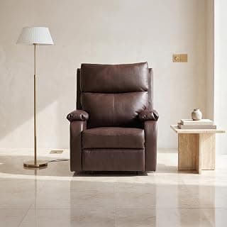 Royaloak Nova Leatherette Recliner 1 Seater, Manual Recliner Chair with High Backrest, Tufted Design, Padded Armrests & Soft Cushions, Living Room Recliner Sofa, Brown