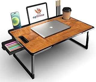 OPTIFINE Study Table/Bed Table/Foldable and Portable Wooden/Writing Desk for Office/Home/School (Black-COTTED-Wood), 15x10 cm